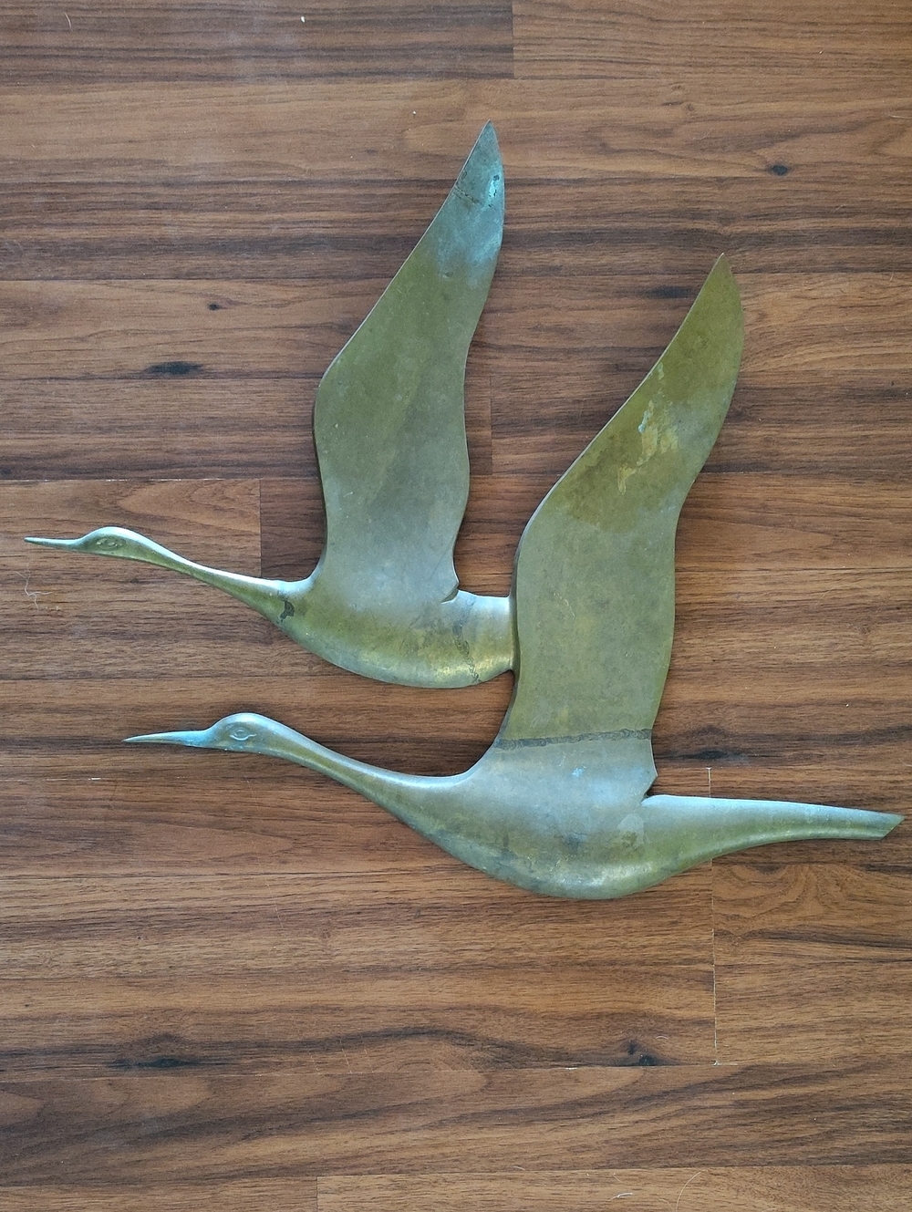 Vintage Brass Gatco MCM Flying Geese/Bird Wall Art - Patina